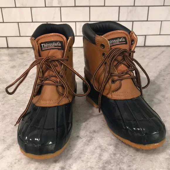 Thinsulate Duck Boots Womens Size 5 Insulated Blue Tan Waterproof - Picture 1 of 7